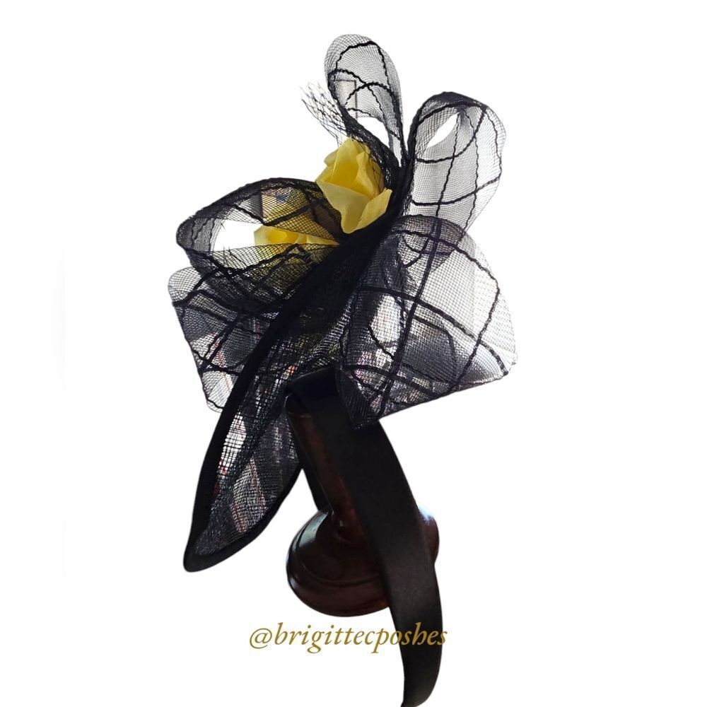 GIOVANNIO New York Black/Yellow Fascinator - Picture 5 of 12